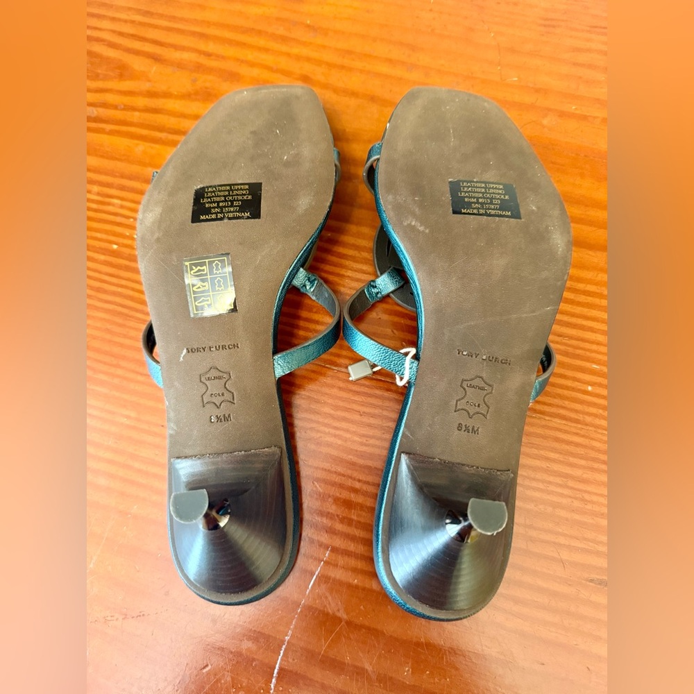 NEW tory burch miller bombe low heel sandal in turquoise, women’s 8.5 - Picture 8 of 11